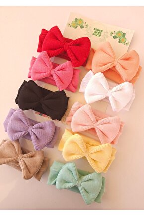 Kız Bebek & Çocuk Fiyonklu Bandana Set - Yumuşak- Esnek