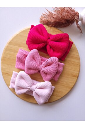 Kız Bebek & Çocuk Fiyonklu Bandana 3lü Set