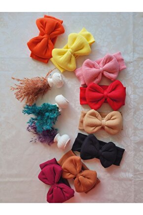 Kız Bebek & Çocuk Kaşkorse Fiyonklu Bandana 8li Set