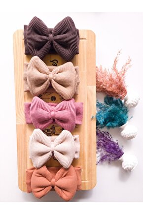 Kız Çocuk & Bebek Kaşkorse Fiyonklu Bandana 5li Set