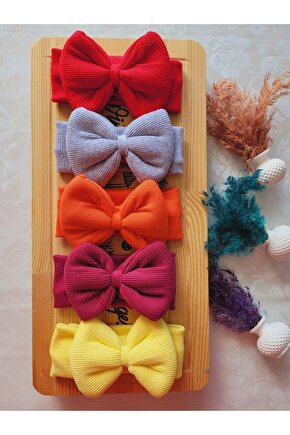 Kız Çocuk & Bebek Kaşkorse Fiyonklu Bandana 5li Set