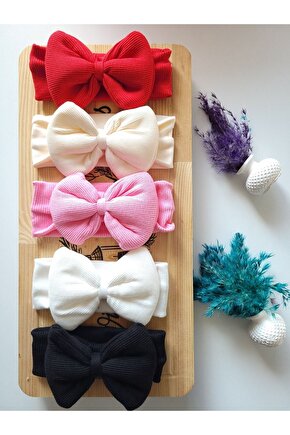 Kız Çocuk & Bebek Kaşkorse Fiyonklu Bandana 5li Set