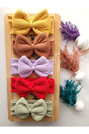 Kız Çocuk & Bebek Kaşkorse Fiyonklu Bandana 5li Set