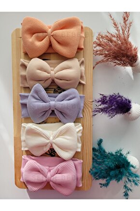 Kız Çocuk & Bebek Kaşkorse Fiyonklu Bandana 5li Set