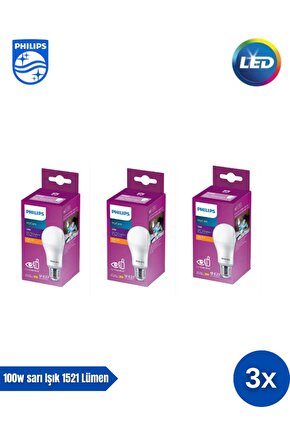 Mycare LED Lamba 13W - 100W 2700K Sarı  Işık  1521 Lümen Yüksek Işık  ( 3 ADET )