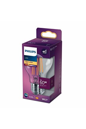 Filament Ampul Şeffaf 60 W Sarı Işık A60 E27