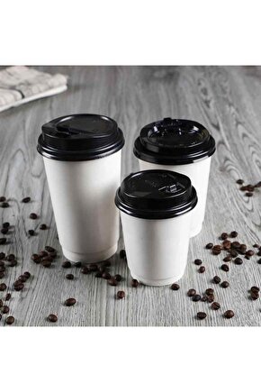 16 Oz Karton Bardak + Kapak Set 50 Adet