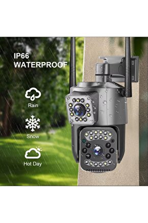4K DUAL LENS GÜVENLİK KAMERASI 8X ZOOM 2+2MP ULTRA HD WİFİ HAREKET ALGILAMA ALARM