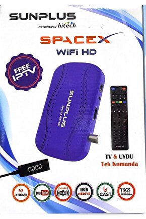 Dahili Wifi Full Hd Tkgs Çanaksız Mini Uydu Alıcısı Mavi uydu 2 Yıl Ücretsiz Server