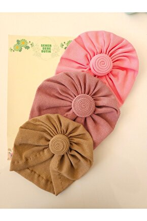Kız Bebek & Çocuk Fırfır Bone & Bere 3Lü Set