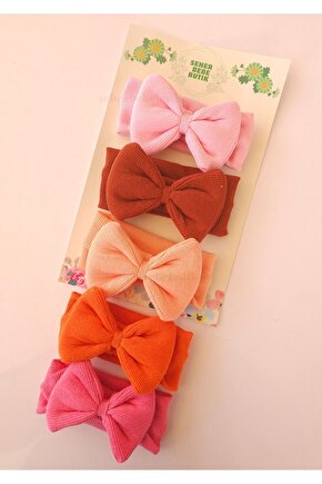 Kız Bebek & Çocuk Fiyonklu Bandana Set - Yumuşak- Esnek