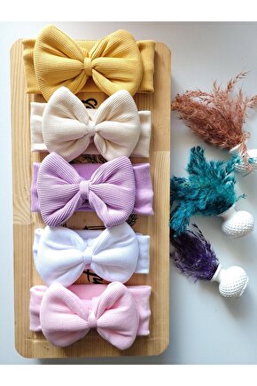 Kız Çocuk & Bebek Kaşkorse Fiyonklu Bandana 5li Set
