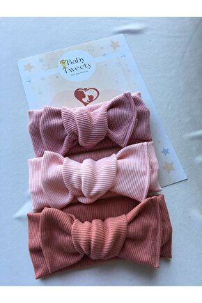 3lü El Yapımı Ribana Kız Bebek Bandana