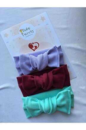 3lü El Yapımı Ribana Kız Bebek Bandana