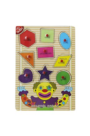 Bu-bu Ahşap Puzzle Palyaço Geometrik Şekiller Ap0069
