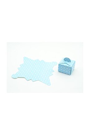 Mavi Renkte Puantiyeli Lokum Kutusu 3*5,5 Cm 50 Adet