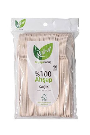 Roll Up Doğaya Dönüşümlü Ahşap Tahta Kaşık 50li