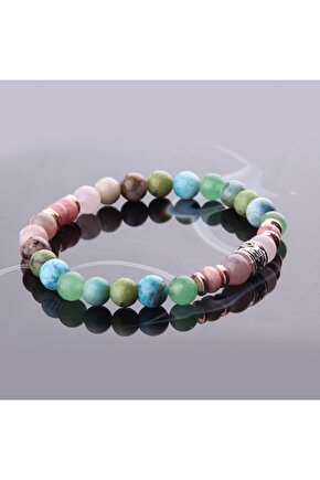 P.Kuvars Rodokrozit Aventurin Apatit Yeşim Krizokol Rodonit Opal 8 mm Doğal Taş Bileklik