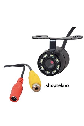 Shoptekno Araba Geri Görüş Kamerası 8 Ir Ledli Gece Görüşlü Çift Aparatlı Mesafe Çizgili