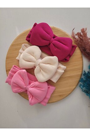 Kız Çocuk & Bebek Kaşkorse Fiyonk Bandana 3lü Set