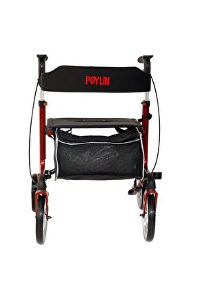 Poylin P888 Ultra Lüks Rolatör Kırmızı - Titanyum Gri