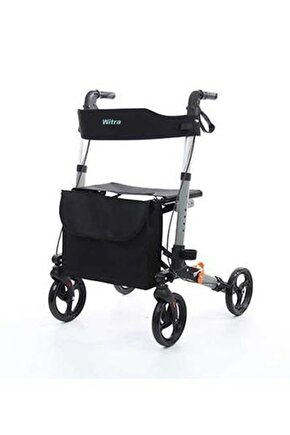 Lüks Rollatör Titanyum Tekerlekli Oturaklı Yürüteç  Rollator
