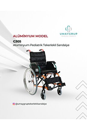 Umaygrup G305 Alüminyum Pediatrik Tekerlekli Sandalye | 35 Cm Oturma Genişliği, 100 Kg Taşıma