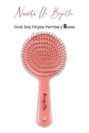 Üç Boyutlu Oval Saç Fırçası Pembe x 8 Adet