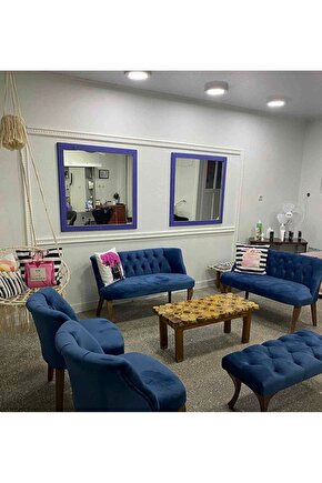 Nev elizzan çay seti koltuk takımı mavi berjer koltuk puf