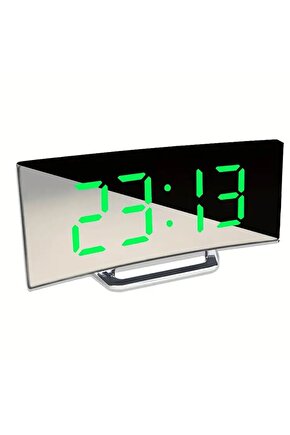 LED Yaratıcı Kavisli Yüzey Dijital Saat Ekranı Ayna Masa Saati Elektronik Masaüstü Uyku Fonksiyonlu