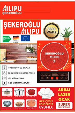 Teknohome Lazer Elektrikli Ocak 3500w Çelik Teflon Herşeye Uyumlu