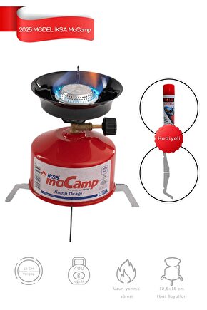 İksa Mocamp Kamp Ocağı 2025 Model, 1 Tüp Gaz Hediyeli - Kırmızı, One Size