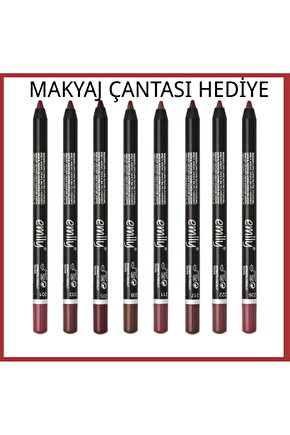 Emily Dudak Kalemi 8li Set No: 201-203-205-208-211-217-222-226 + Makyaj Çantası Hediye