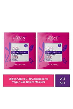 Intense & Keratin Aşırı Yıpranmış ve Cansız Saçlara Özel Duş Öncesi Saç Bakım Maskesi 2x50ml-vegan