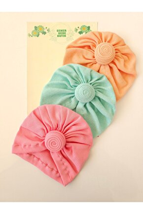 Kız Bebek & Çocuk Fırfır Bone & Bere 3Lü Set