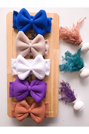 Kız Çocuk & Bebek Kaşkorse Fiyonklu Bandana 5li Set