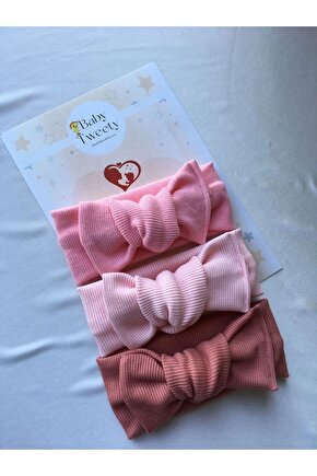 3lü El Yapımı Ribana Kız Bebek Bandana