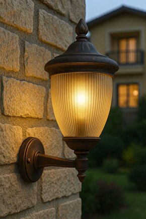232Lamp Bakır Eskitme Lüx Bahçe Duvar Teras Veranda Konsollu Aplik