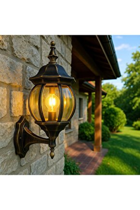 232lamp Bahçe Duvar Fener Veranda Teras Aliminyum Döküm Cam Bakır Eskitme Lamba