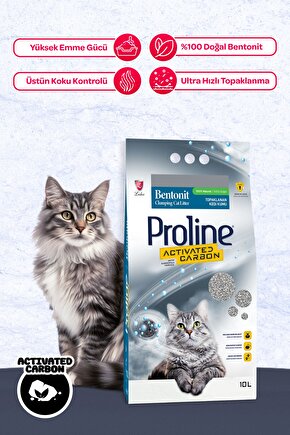 Aktif Karbonlu Topaklanan Kedi Kumu 10 Lt