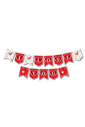Mini Party Store Zikzak Banner I Love You