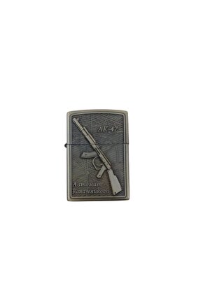 Sari renkli AK-47 Tufekli kabartmali zippo Cakmak