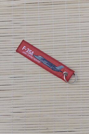F-35A Remove Before Flight Kirmizi Beyaz Bez Anahtarlik