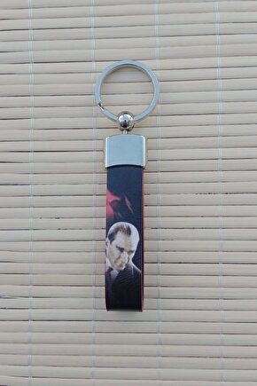 ataturk siluetli kemal ataturk imzali hakiki deri hediyelik anahtarlik