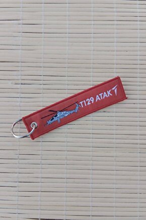 T 129 atak istikbal goklerdedir yazili kirmizi nakis bez anahtarlik