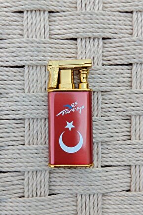 Kirmizi Turkiye Yazili Tabanca Baslikli Cift Manyetolu Torch Cakmak