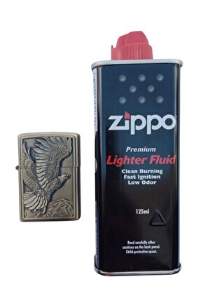 Sari renkli Kartal Desenli kabartmali premium zippo Cakmak