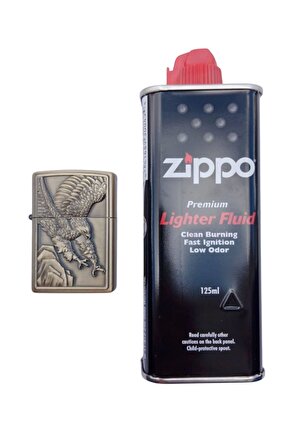 Sari renkli Savasci Kartal Desenli kabartmali premium zippo Cakmak