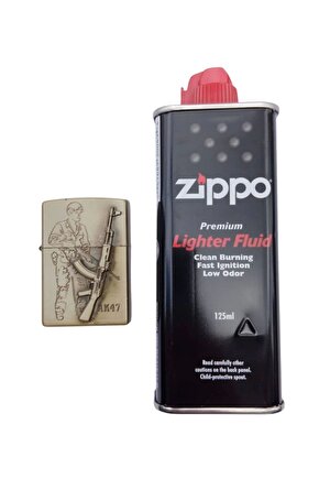 AK-47 Tufekli asker kabartmali premium zippo Cakmak