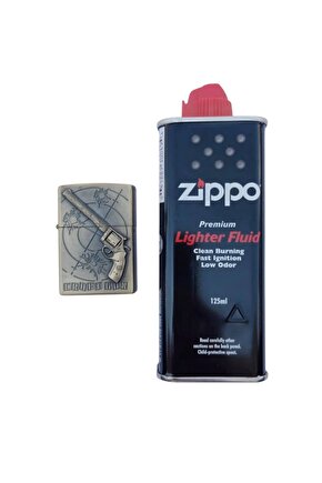 Ozel Tasarim Sari renkli 45 lik Tabanca kabartmali Craft Gun yazili premium zippo Cakmak